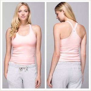 Lululemon Ebb to the street pink ribbed tank